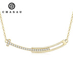Dainty Smile Bar Gemstone Gold Silver Necklace