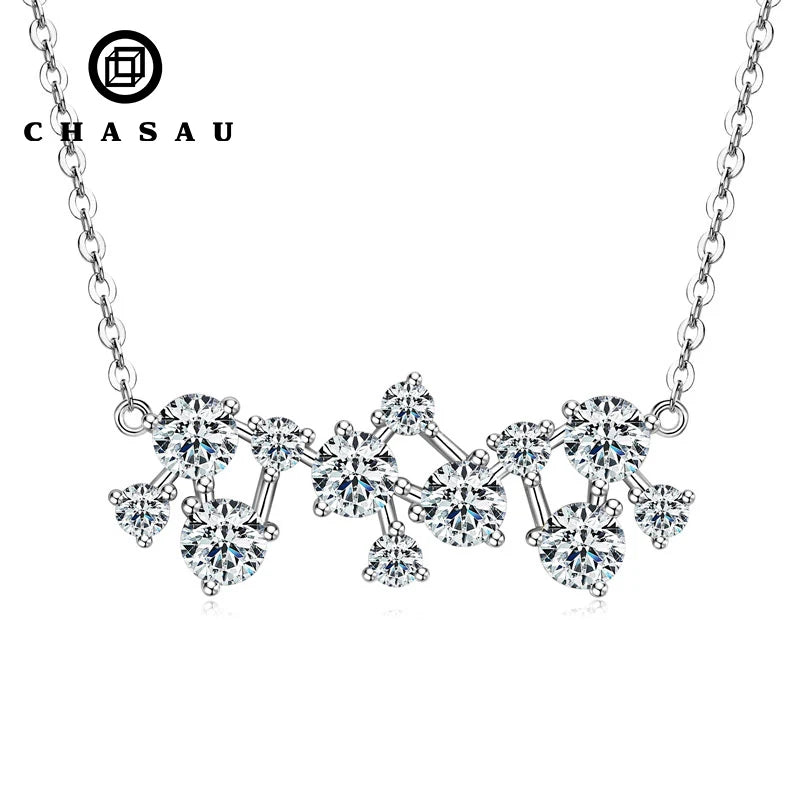 Asymmetrical Moissanite Star Cluster Necklace
