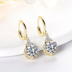 Classic Gold Dangle Moissanite Drop Hoop Earrings