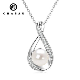 Freshwater Pearl And Moissanite Infinity Necklace