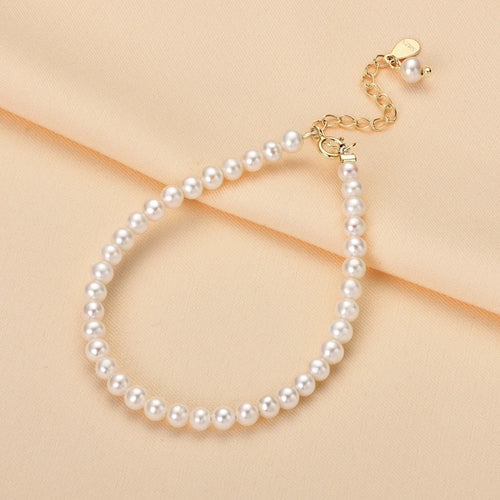 Classic Freshwater Pearl Bracelet with Gold Accents