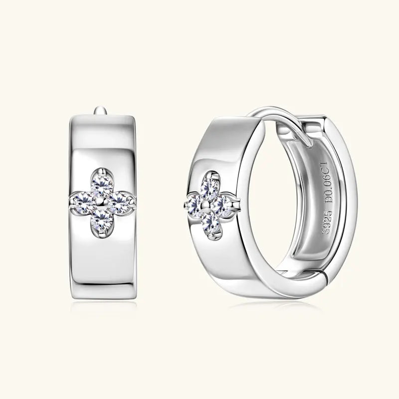 Moissanite Clover Wide Hoop Earrings