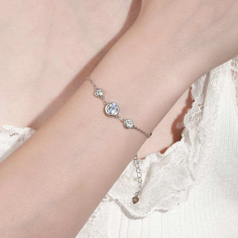 Two Stone Moissanite Adjustable Bracelet