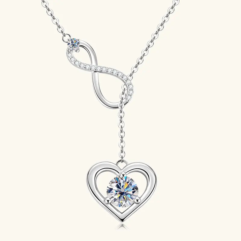 Moissanite Infinity Heart Lariat Necklace
