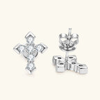 Moissanite Cross Stud Earrings in 925 Silver