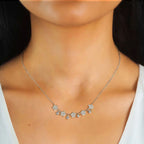 Gold Silver Star Round Paved Stone Chain Necklace