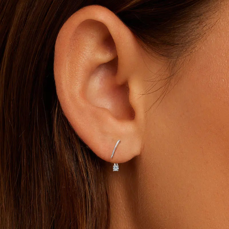 Moissanite Curved Bar Stud Earrings