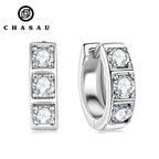 Moissanite Three Stone Huggie Hoop Earrings