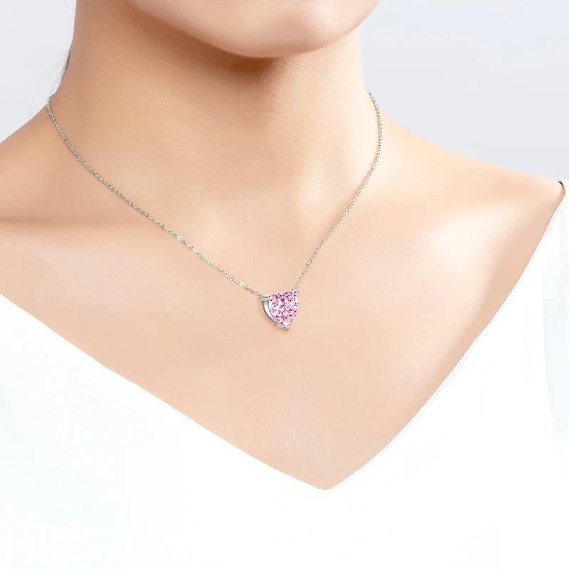 Pink Heart Cut Zirconia Necklace