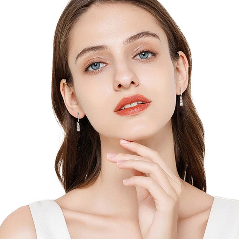 Graduated Moissanite Dangle Hook Earrings