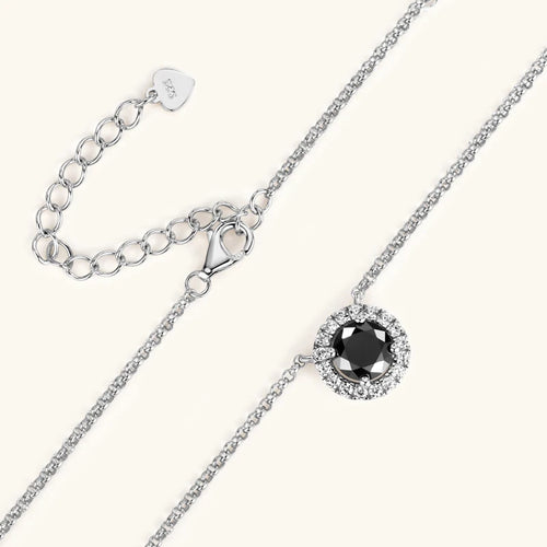 Black Moissanite Halo Pendant Necklace