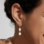 14k Gold Plated 925 Silver Pearl Dangle Drop Earrings