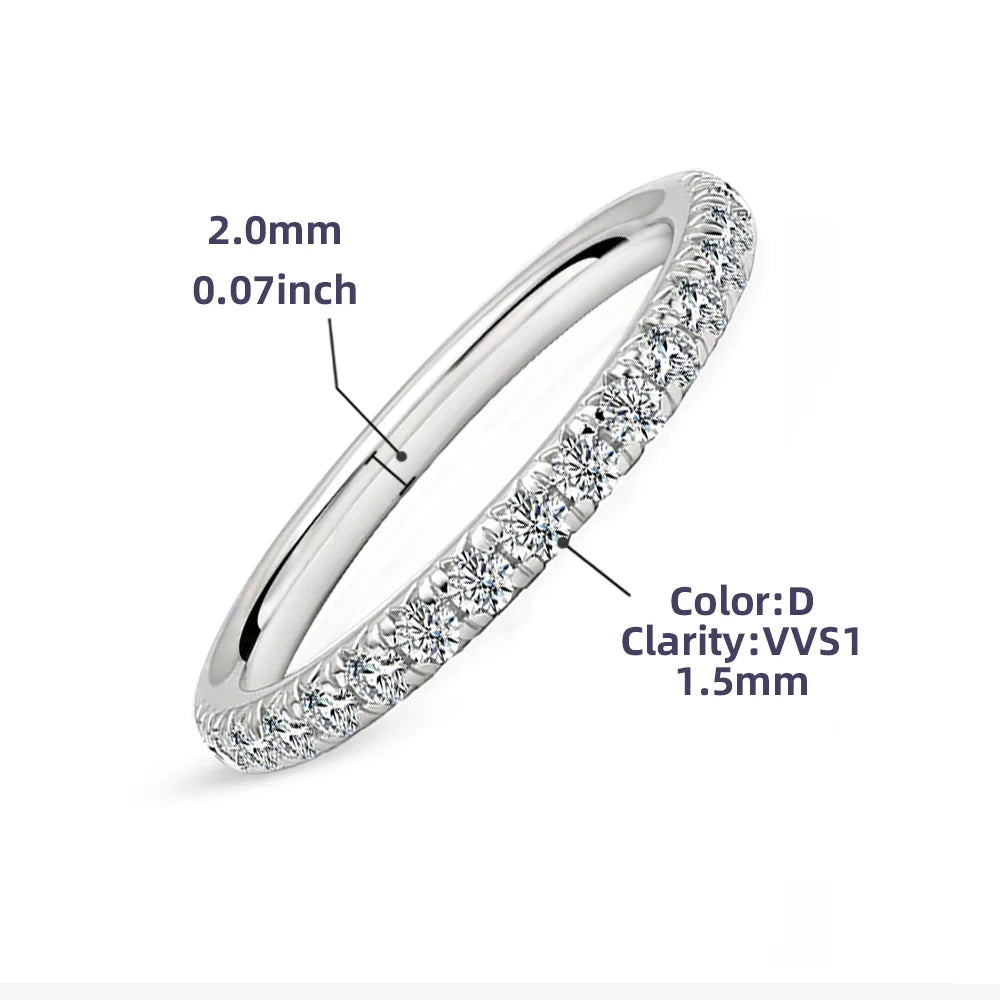 Moissanite Half Eternity Ring in Sterling Silver