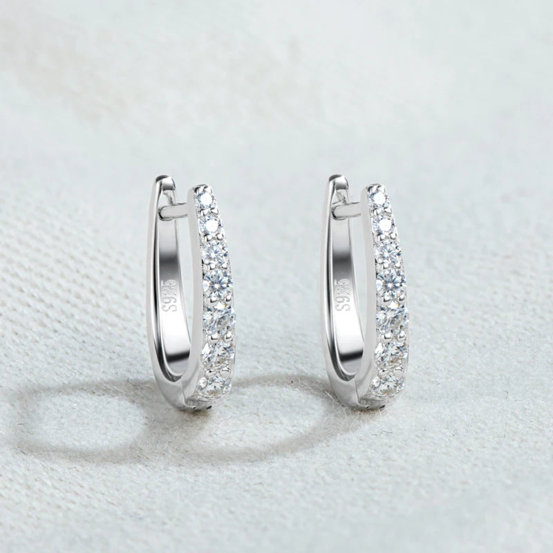 D-Shape Moissanite Huggie Hoop Earrings
