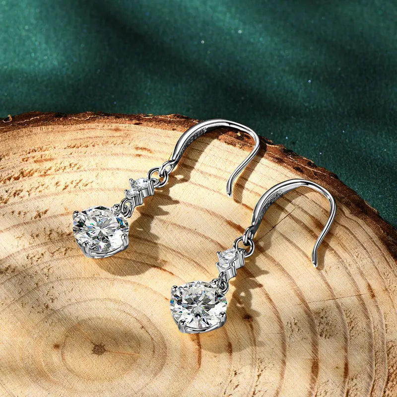 Sterling Silver Moissanite Dangle Drop Earrings