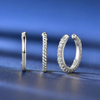 Three-Piece Moissanite Half Hoop Ear Cuff Set