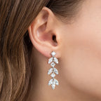 Moissanite Leaf Dangle Earrings