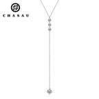 Y-Shape Drop Necklace with Round Clear Stones