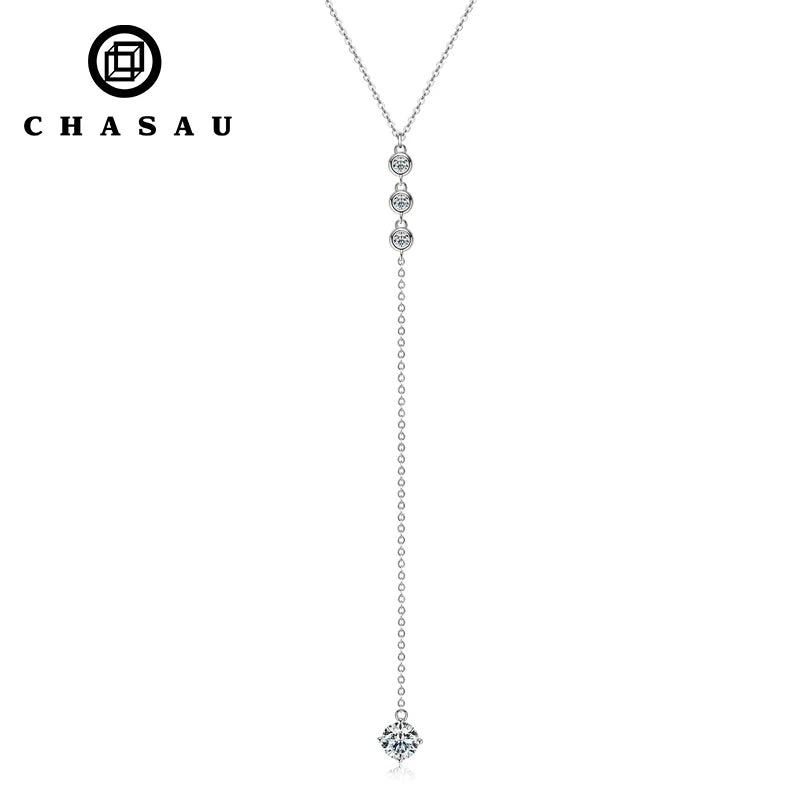 Y-Shape Drop Necklace with Round Clear Stones
