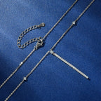 Graduated Moissanite Bar Y-Drop Necklace