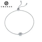 Silver Moissanite Heart Adjustable Bracelet