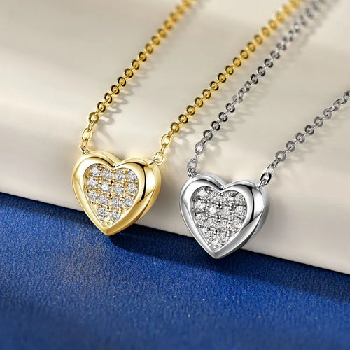 Dainty Heart Moissanite Pendant Silver Necklace
