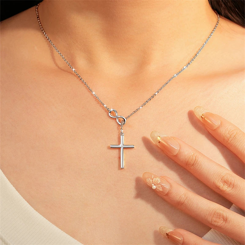 Gold Filled Infinity And Cross Pendant Necklace