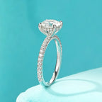 Round Moissanite Hidden Halo Pavé Ring