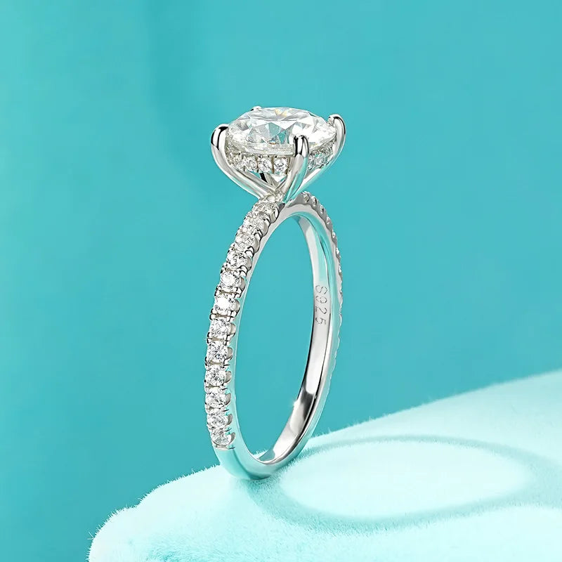 Round Moissanite Hidden Halo Pavé Ring