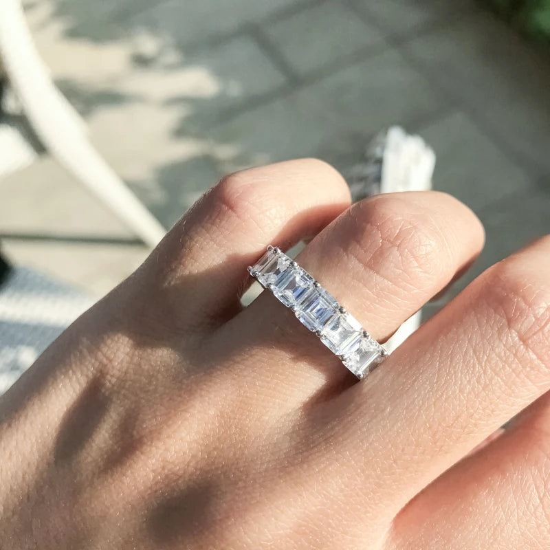 Emerald Cut Cubic Zirconia Eternity Band Ring