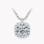 Moissanite Square Halo Pendant Necklace