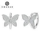 Moissanite Pavé Butterfly Huggie Hoop Earrings
