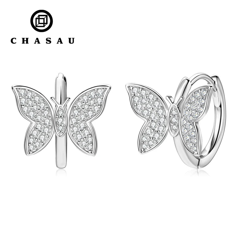 Pave Butterfly Huggie Hoop Earrings