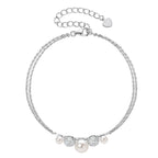 Pearl And Cubic Zirconia Double Chain Bracelet