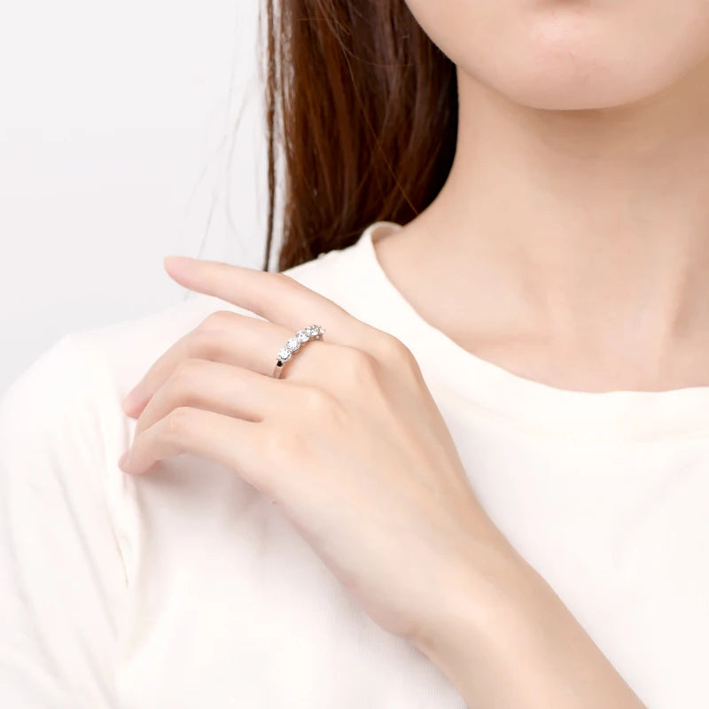 Five Stone Moissanite Wedding Band Ring