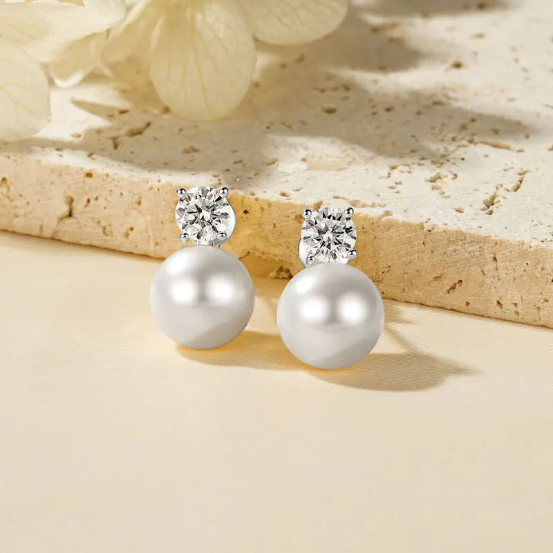 Freshwater Pearl And Zirconia Stud Earrings