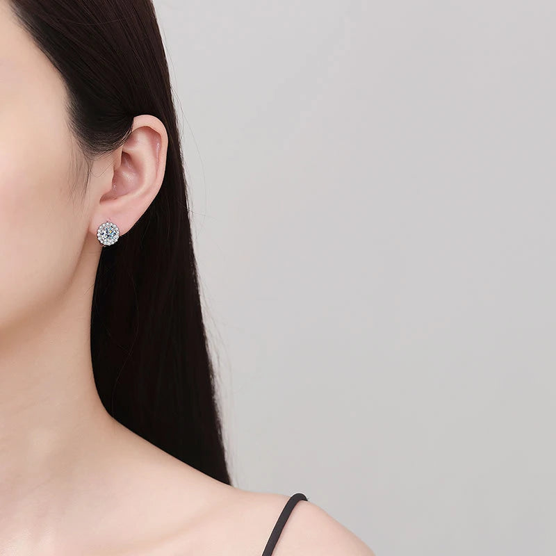 Solitaire Moissanite Hoop Earrings in 925 Silver