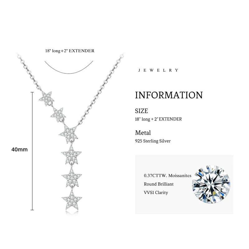 Sterling Silver Y-Shape Star Moissanite Necklace