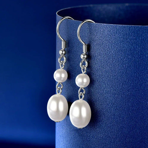 Double Shell Pearl Drop Hook Earrings