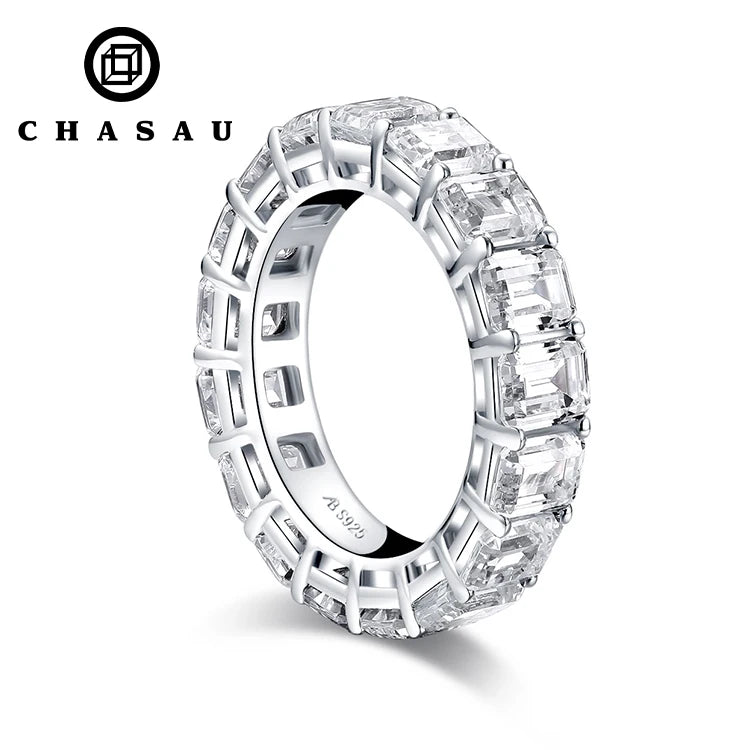 Emerald Cut Cubic Zirconia Eternity Band Ring