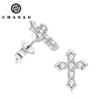 Moissanite Cross Stud Earrings in 925 Silver