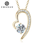 Asymmetric Open Heart Moissanite Sterling Silver Necklace