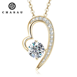 Asymmetric Open Heart Moissanite Sterling Silver Necklace