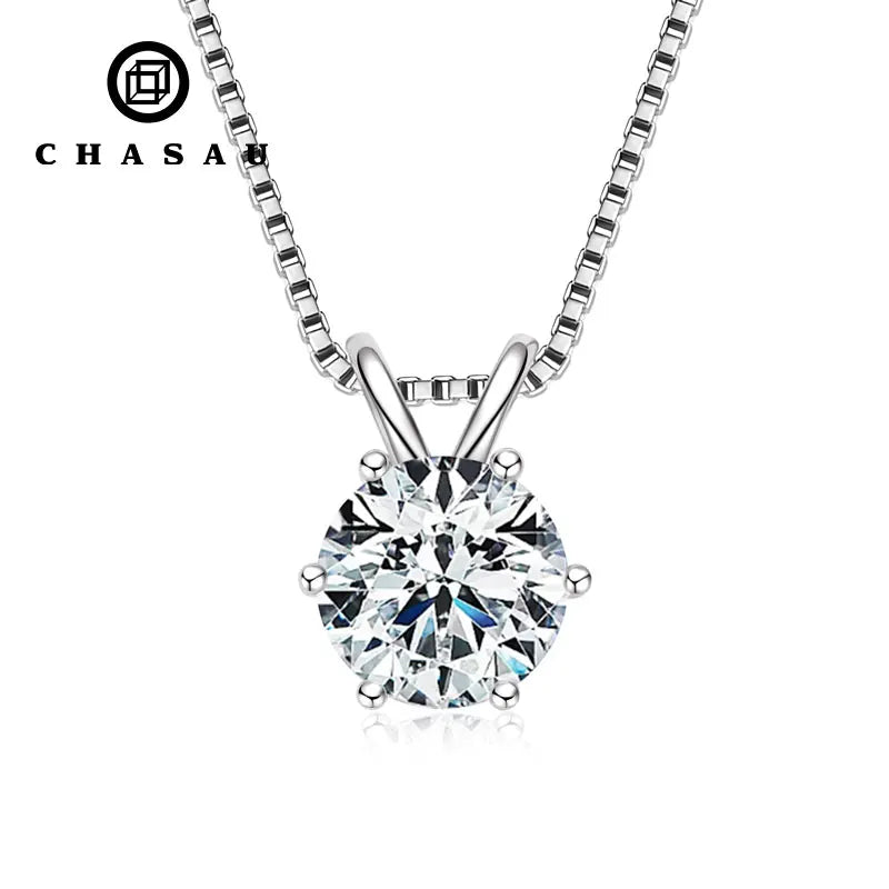 Round Solitaire Cubic Zirconia Pendant Necklace