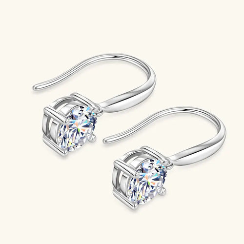 1ct Moissanite Solitaire Dangle Earrings