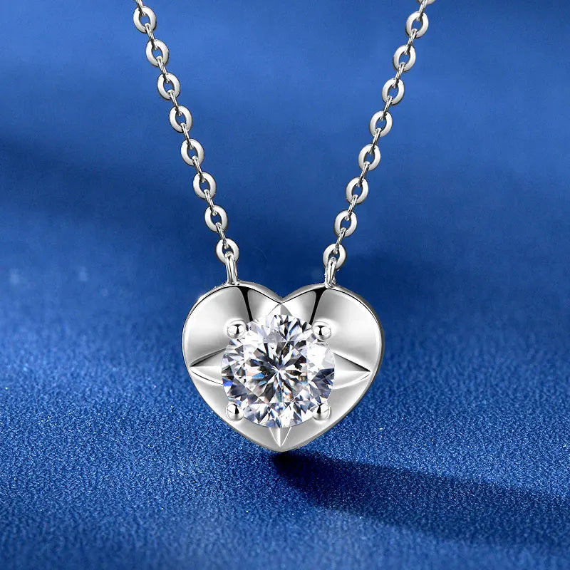 Solitaire Moissanite Heart Necklace