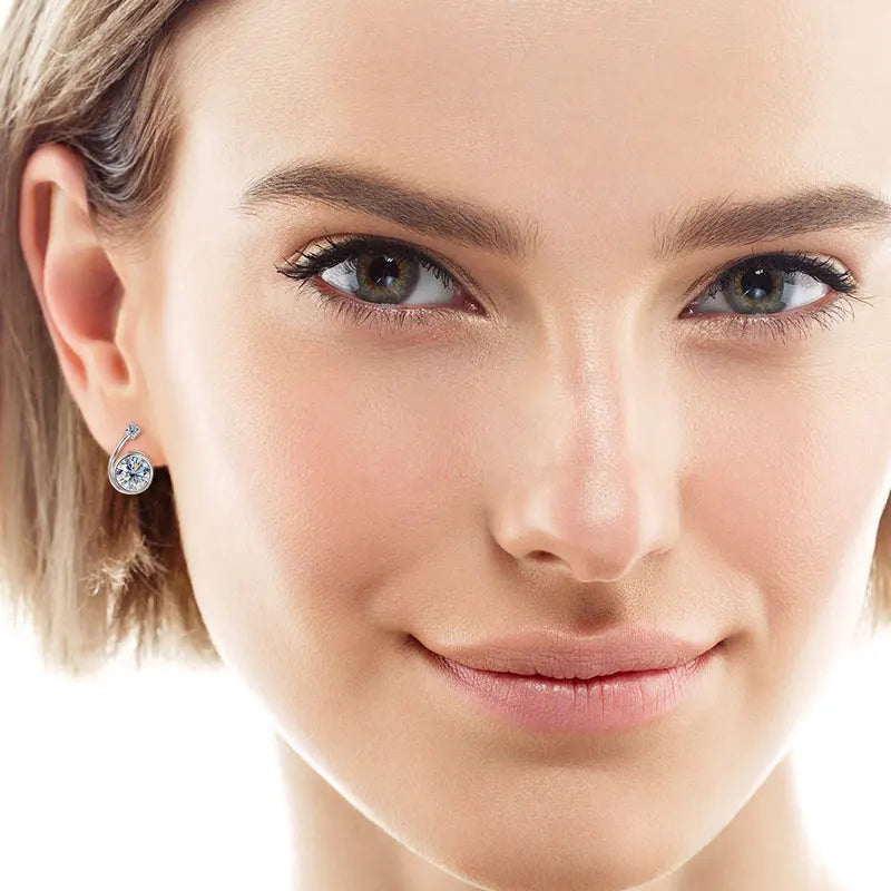 Asymmetrical Moissanite Spiral Clip Hoop Earrings