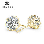 Floral Cage Stud Earrings with Brilliant Clear Gemstone