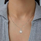 Intertwined Loop Flower Pearl Pendant Necklace