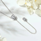 Silver Y-Lariat Necklace with Bezel Moissanite Stones